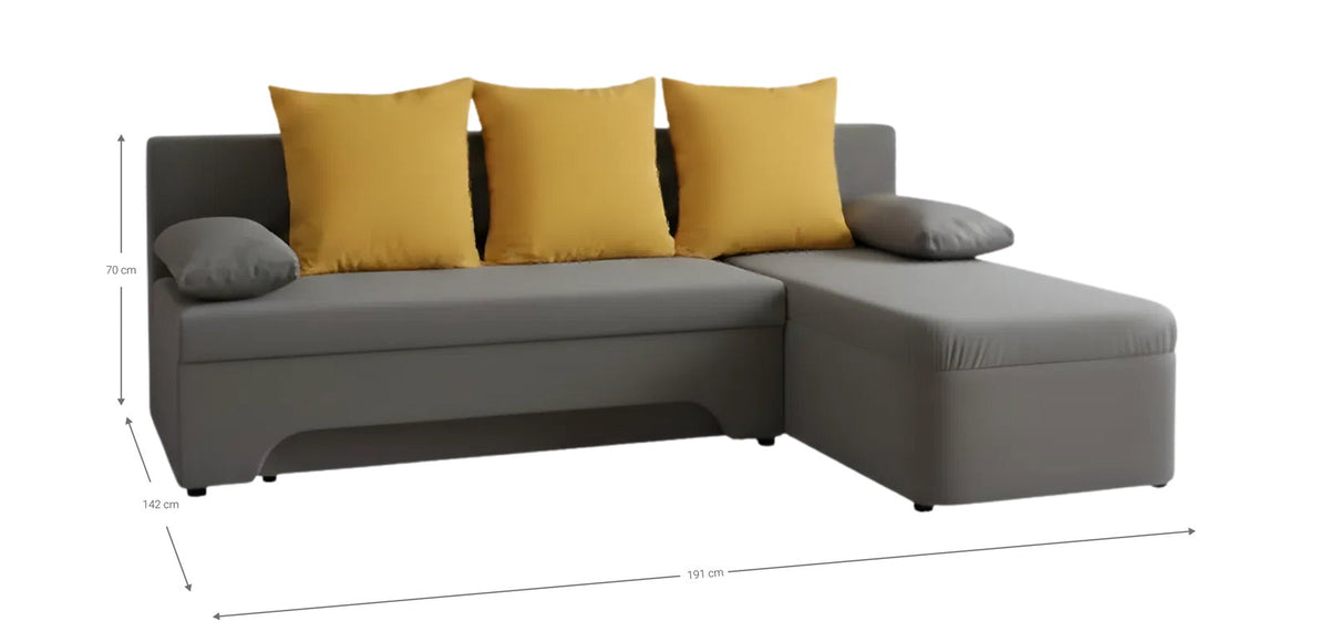 Γωνιακός Καναπές Lamor Μαύρο 191x142x70
