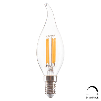 ΛΑΜΠΤΗΡΑΣ ΣΤΥΛ ΦΛΟΓΑ LED FILAMENT 6W E14 3000K ΔΙΑΦΑΝΟ DIMMABLE
