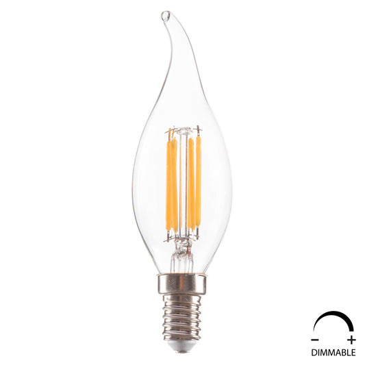 ΛΑΜΠΤΗΡΑΣ ΣΤΥΛ ΦΛΟΓΑ LED FILAMENT 6W E14 3000K ΔΙΑΦΑΝΟ DIMMABLE