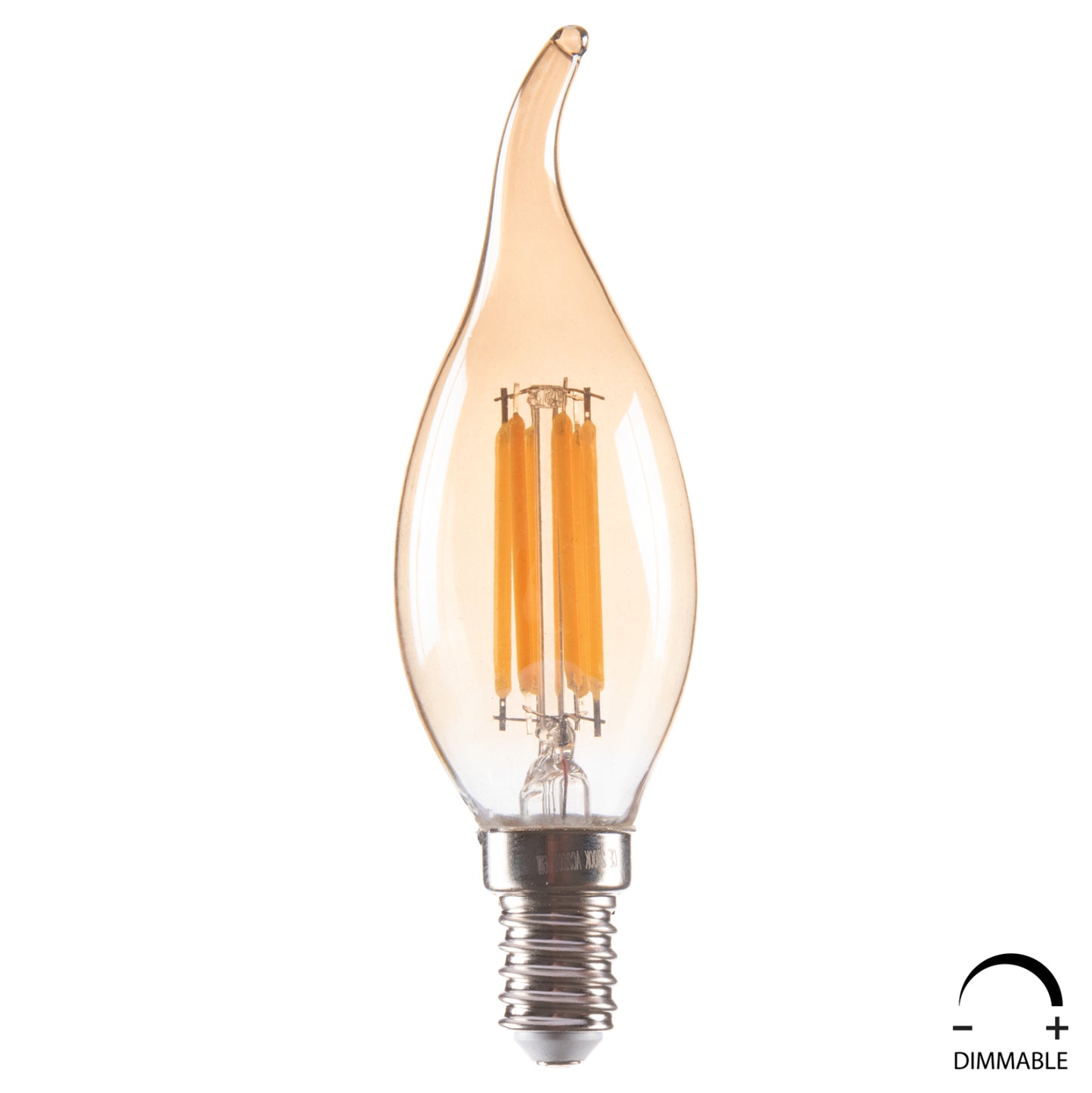ΛΑΜΠΤΗΡΑΣ ΣΤΥΛ ΦΛΟΓΑ LED FILAMENT 6W E14 3000K GOLD DIMMABLE