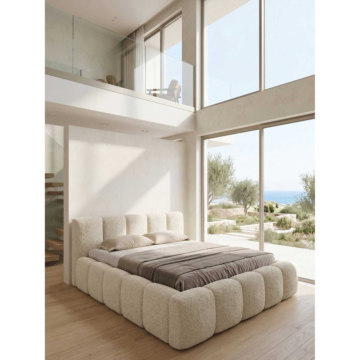 Upholstered Bed Kevson Beige 222x200x71
