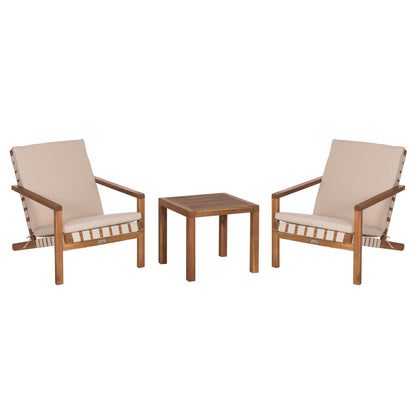 LOUNGE ΣΕΤ ΕΞ. ΧΩΡΟΥ 3 ΤΜΧ DAME ΞΥΛΟ ΑΚΑΚΙΑΣ ΣΧΟΙΝΙ STRAP & ΜΑΞΙΛΑΡΙΑ ΣΕ ΜΠΕΖ