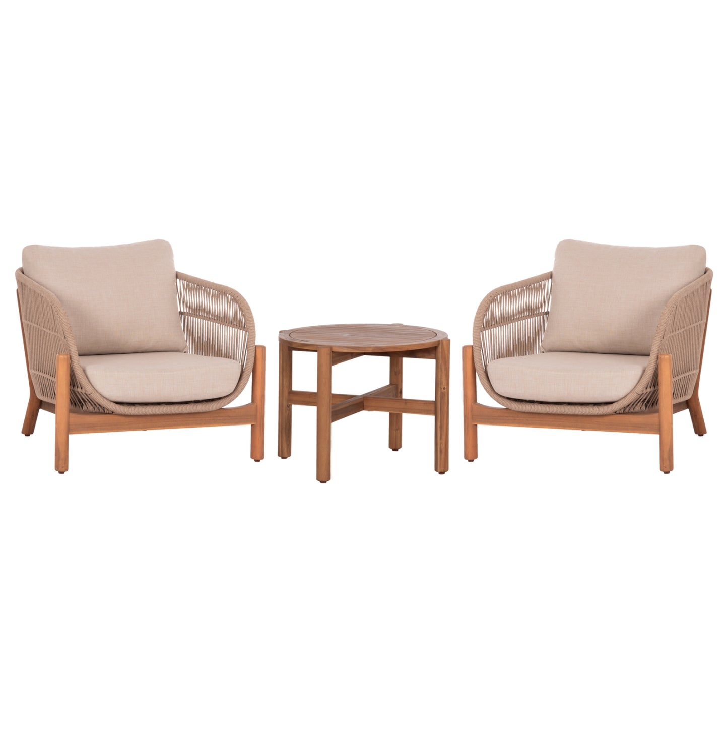 LOUNGE ΣΕΤ SANJI ΤΡΑΠΕΖΙ & 2 ΠΟΛΥΘΡΟΝΕΣ ΞΥΛΟ ΑΚΑΚΙΑΣ ΑΛΟΥΜΙΝΙΟ ΣΧΟΙΝΙ