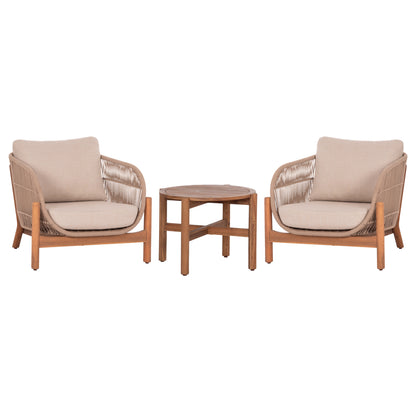 LOUNGE ΣΕΤ SANJI ΤΡΑΠΕΖΙ & 2 ΠΟΛΥΘΡΟΝΕΣ ΞΥΛΟ ΑΚΑΚΙΑΣ ΑΛΟΥΜΙΝΙΟ ΣΧΟΙΝΙ