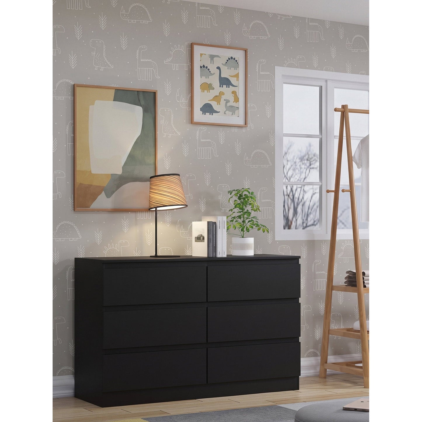 Συρταριέρα Juniper 6S Μαύρο 138x40x77
