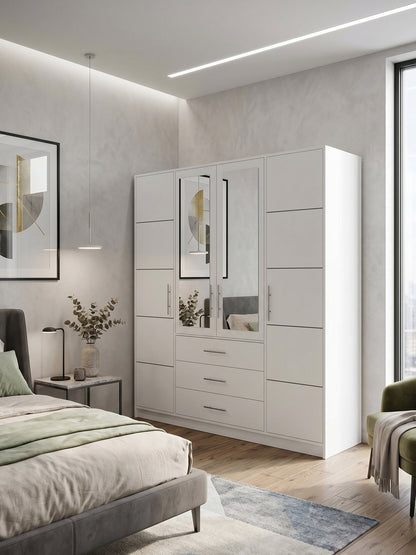 Ντουλάπα Bali 4D Τετράφυλλη Λευκό 195x58x200