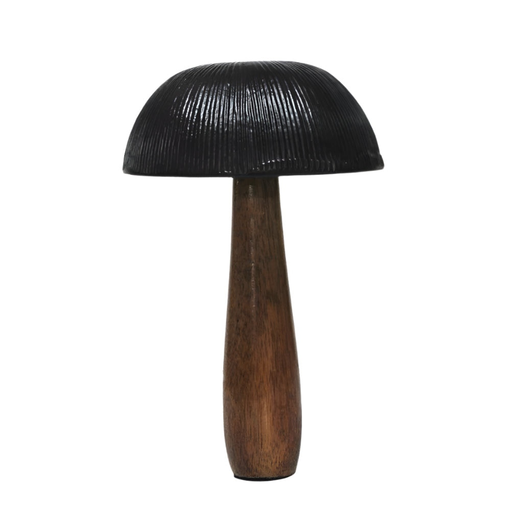 Επιτραπέζιο Διακοσμητικό Μανιτάρι από Ξύλο & Μέταλλο Καφέ/Μαύρο 14x14x23