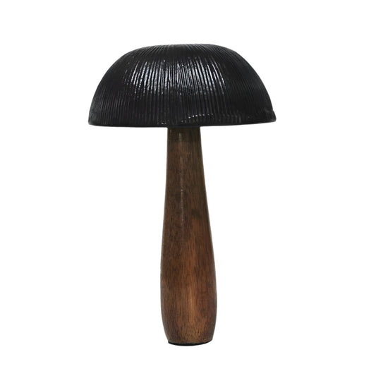 Επιτραπέζιο Διακοσμητικό Μανιτάρι από Ξύλο & Μέταλλο Καφέ/Μαύρο 14x14x23