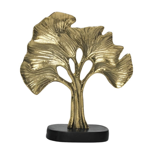 Επιτραπέζιο Διακοσμητικό Μεταλλικό Χρυσό Δέντρο σε Ξύλινη Βάση 25.5x7.5x35.5