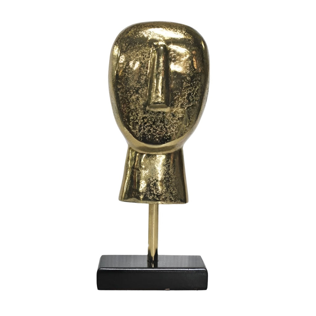 Επιτραπέζιο Μεταλλικό Διακοσμητικό Χρυσό Πρόσωπο σε Ξύλινη Βάση 13x6.5x30.5