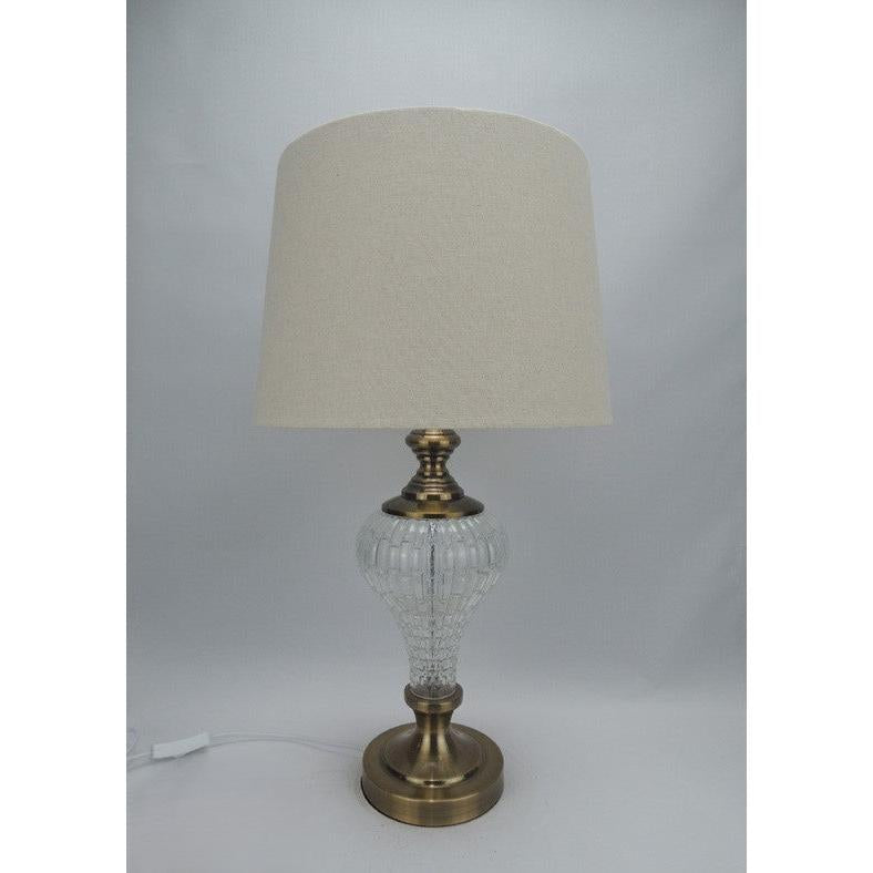 Φωτιστικό Επιτραπέζιο Γυάλινο Μεταλλικό Λευκό/Χρυσό 35x63εκ