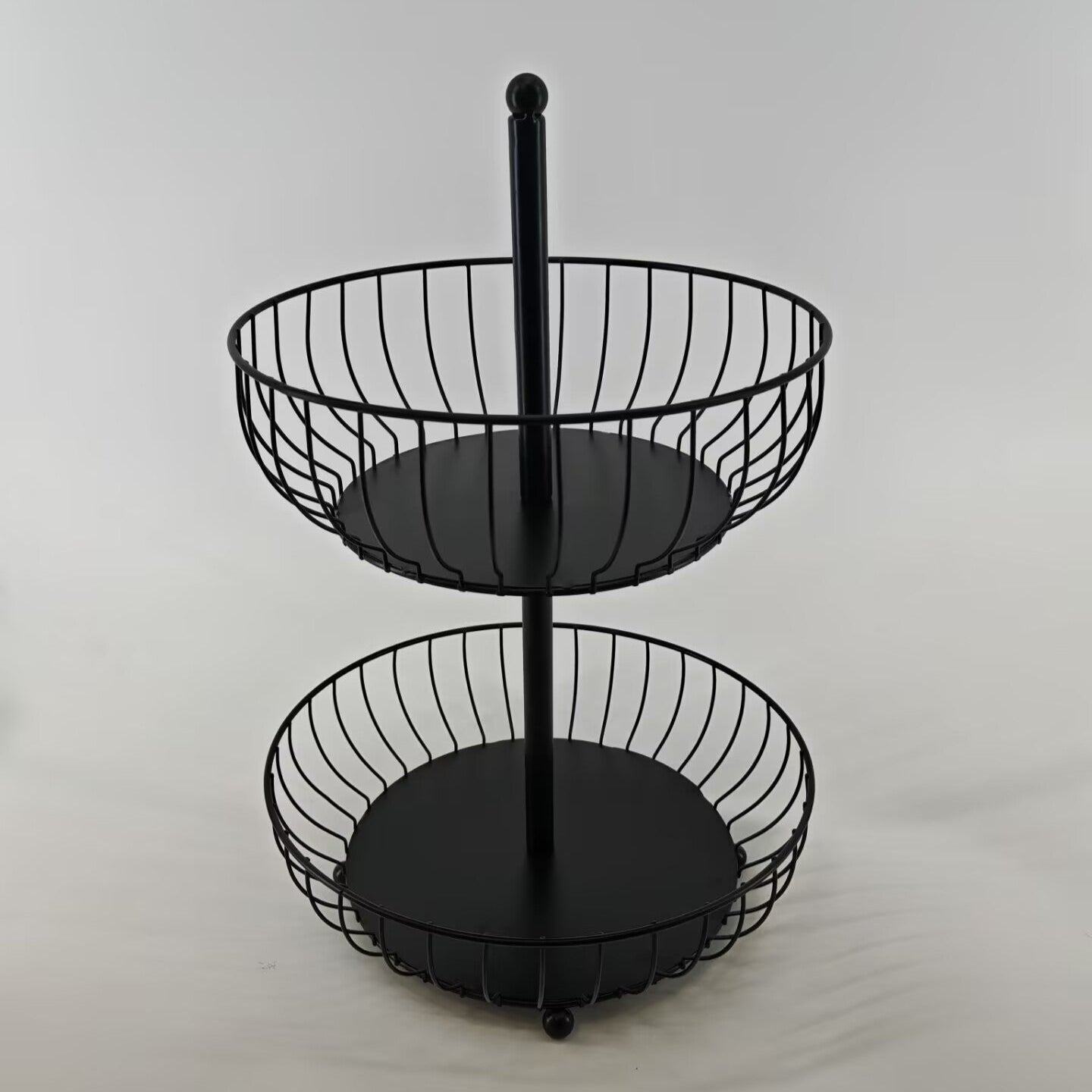 Μεταλλική Φρουτιέρα 2 Θέσεων Μαύρη 32.5x32.5x45