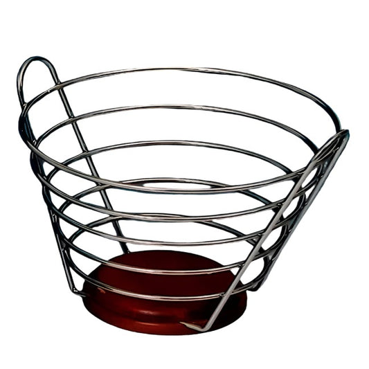 Φρουτιέρα Μεταλλική με Ξύλινη Βάση