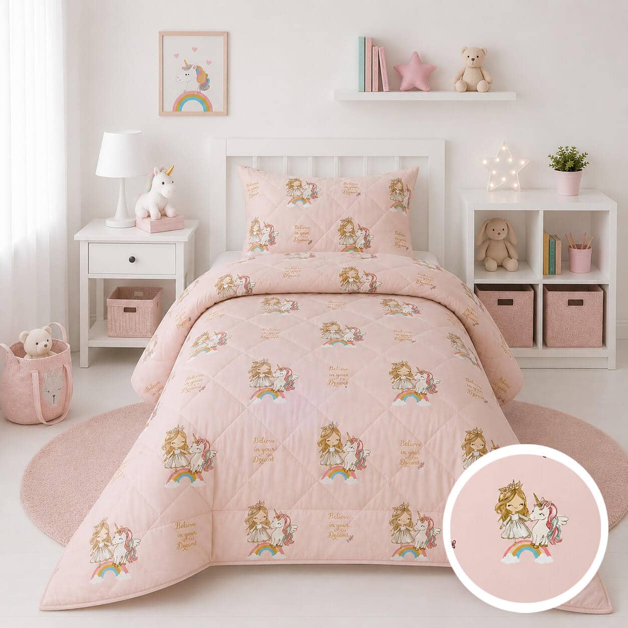 Πάπλωμα Παιδικό Μονό 160×240 Micro Unicorn Girls