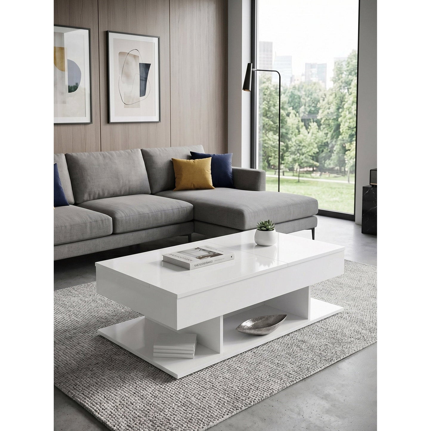 Τραπεζάκι Σαλονιού Linda Λευκό 116.5x70x40