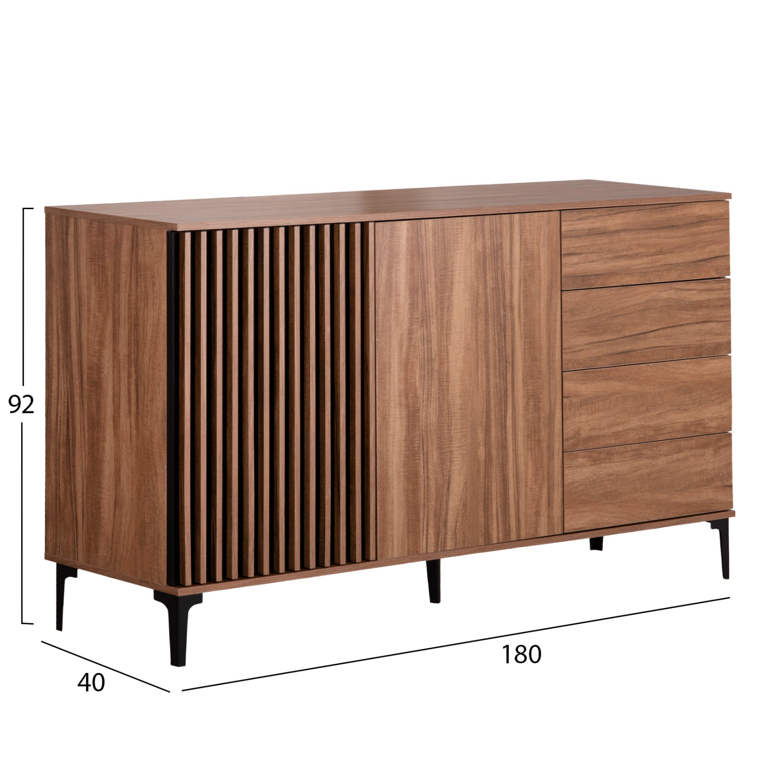 ΜΠΟΥΦΕΣ HARRY ΜΕΛΑΜΙΝΗ ΦΥΣΙΚΟ ΞΥΛΟΥ ΜΑΥΡΟ 180x40x92
