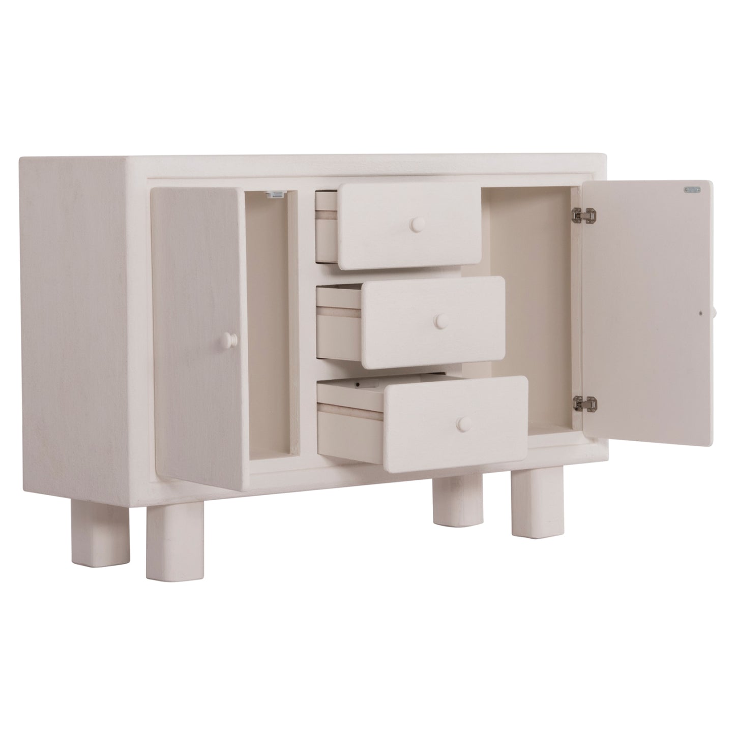 ΜΠΟΥΦΕΣ ΣΕΙΡΑ SANTORINI HM18048 MDF ΣΕ ΥΠΟΛΕΥΚΟ ΧΡΩΜΑ-3 ΣΥΡΤΑΡΙΑ & 2 ΠΟΡΤΕΣ 120x38x80Υεκ.