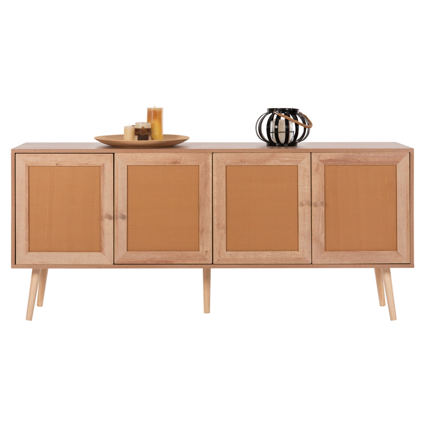 ΜΠΟΥΦΕΣ COLM ΜΕΛΑΜΙΝΗΣ & ΣΥΝΘΕΤΙΚΟ RATTAN ΣΤΙΣ 4 ΠΟΡΤΕΣ 160x39,5x71