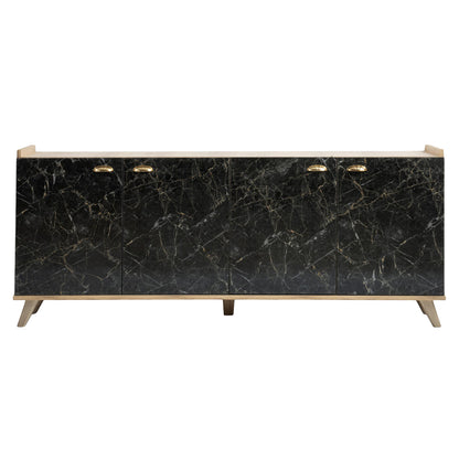 ΜΠΟΥΦΕΣ ΜΕΛΑΜΙΝΗΣ NATURAL WOOD ΜΑΥΡΟ ΜΑΡΜΑΡΟ 180x41x77,8