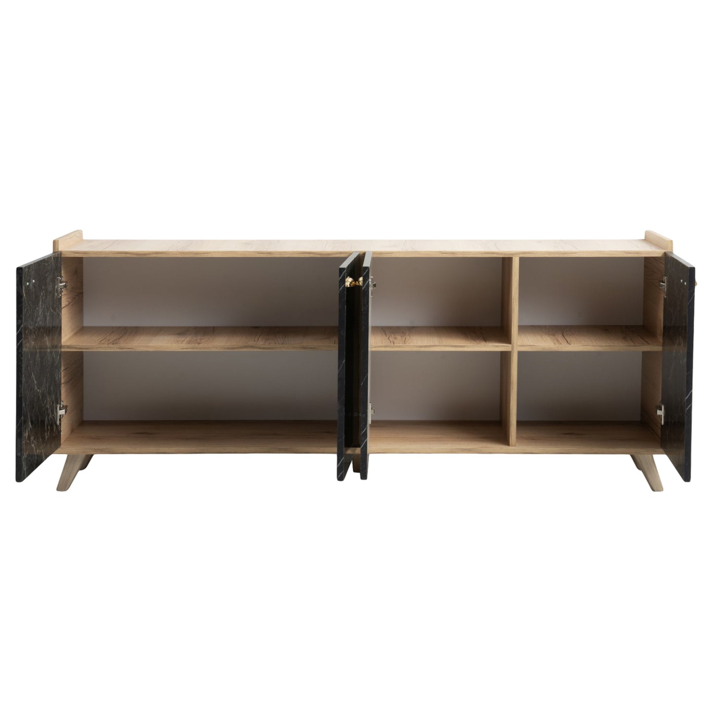 ΜΠΟΥΦΕΣ ΜΕΛΑΜΙΝΗΣ NATURAL WOOD ΜΑΥΡΟ ΜΑΡΜΑΡΟ 180x41x77,8