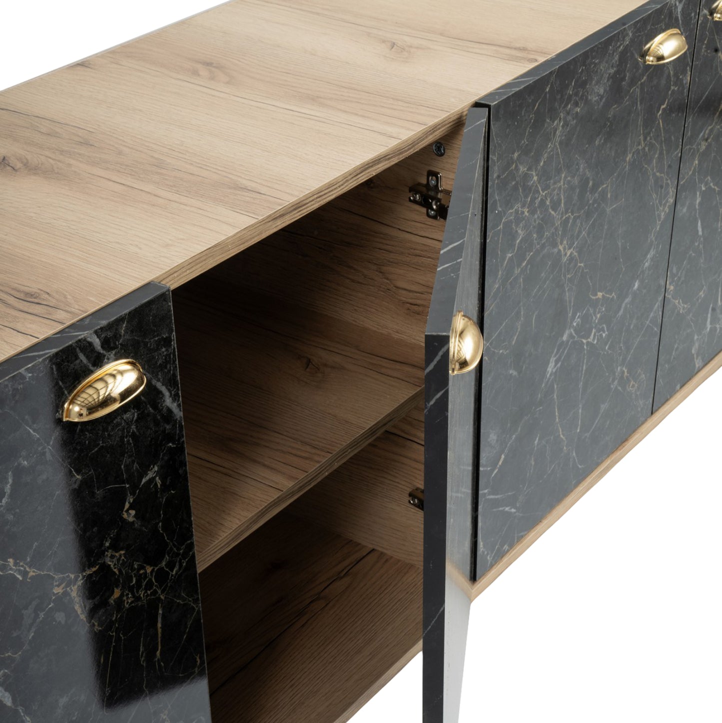 ΜΠΟΥΦΕΣ ΜΕΛΑΜΙΝΗΣ NATURAL WOOD ΜΑΥΡΟ ΜΑΡΜΑΡΟ 180x41x77,8
