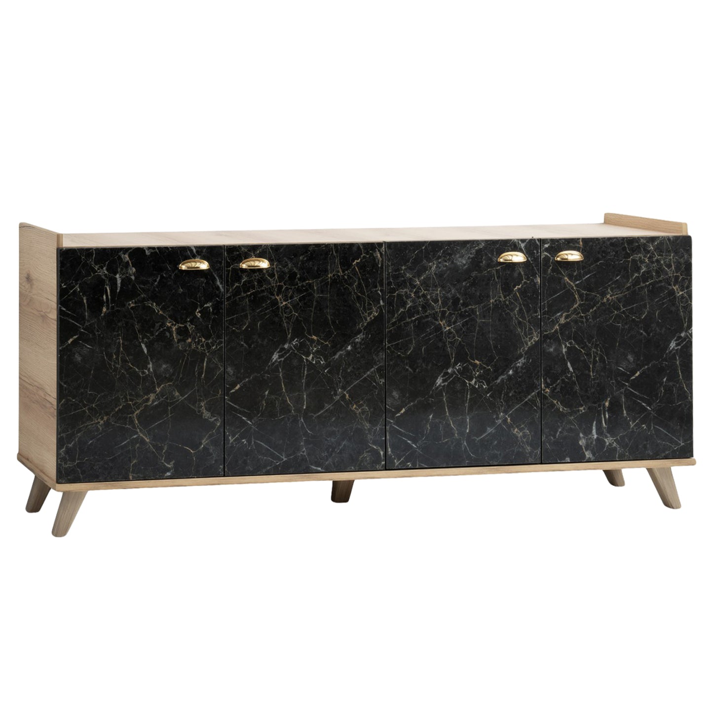 ΜΠΟΥΦΕΣ ΜΕΛΑΜΙΝΗΣ NATURAL WOOD ΜΑΥΡΟ ΜΑΡΜΑΡΟ 180x41x77,8