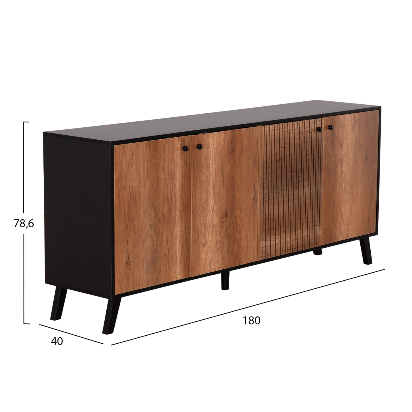 ΜΠΟΥΦΕΣ ΜΕΛΑΜΙΝΗΣ KRUDEN ΜΑΥΡΟ ΦΥΣΙΚΟ 180x40x78.6