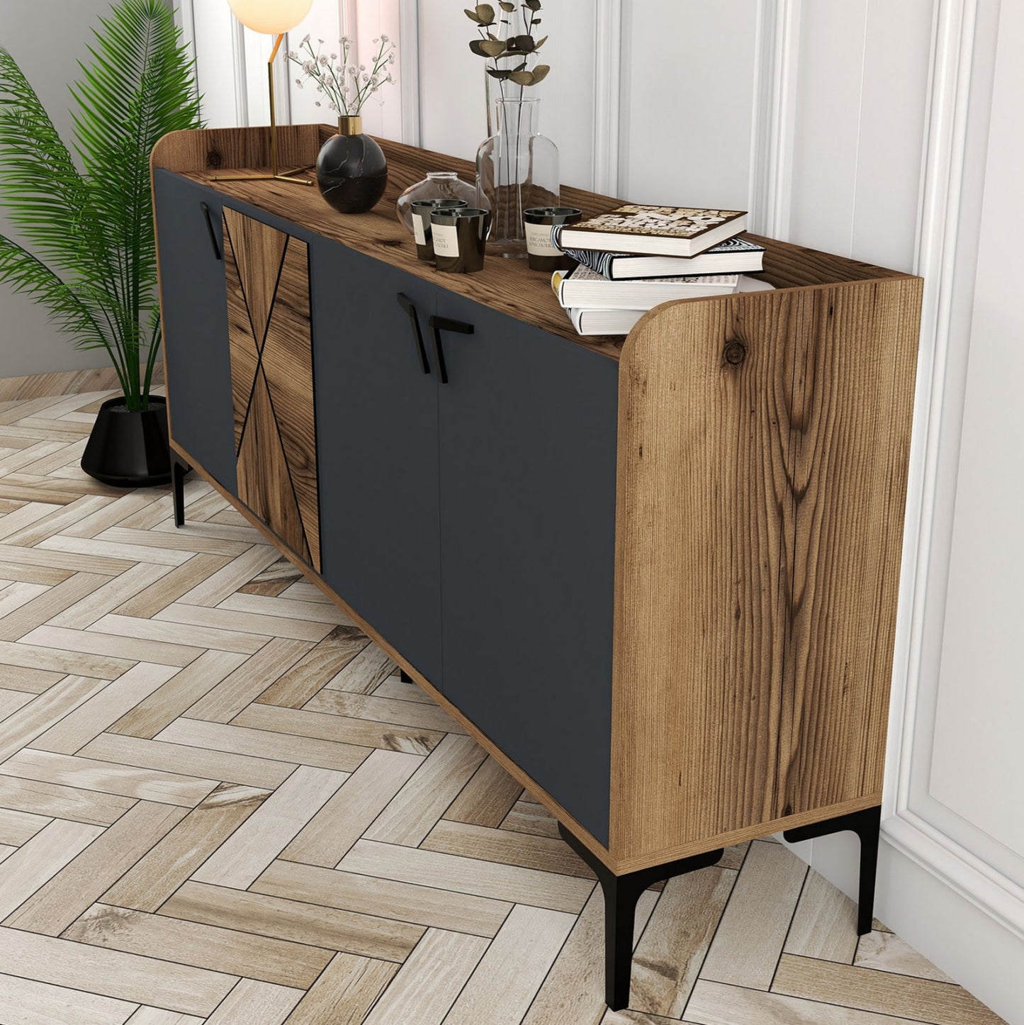 ΜΠΟΥΦΕΣ ΜΕΛΑΜΙΝΗΣ ΚΑΡΥΔΙ ΚΑΙ ΑΝΘΡΑΚΙ 180x35x78
