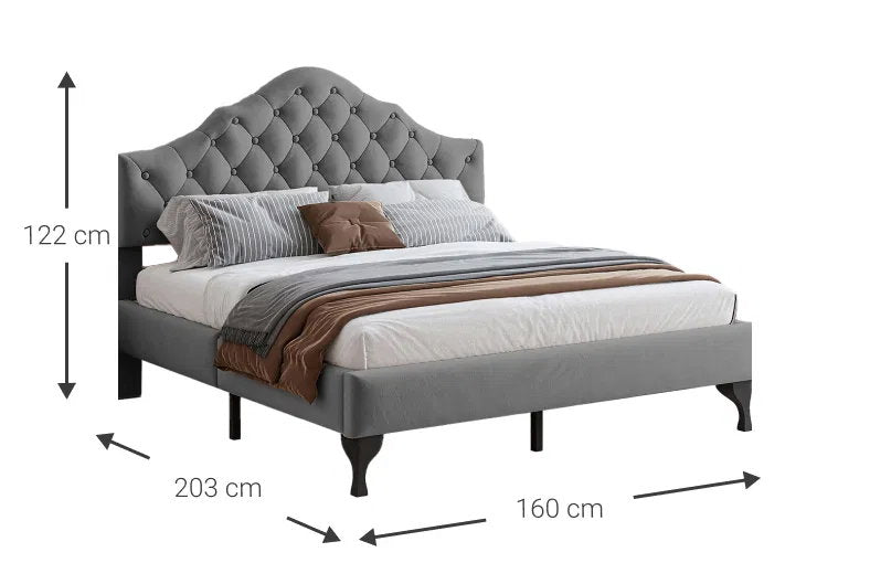 Επενδυμένο Κρεβάτι Desora Γκρι 203x160x122