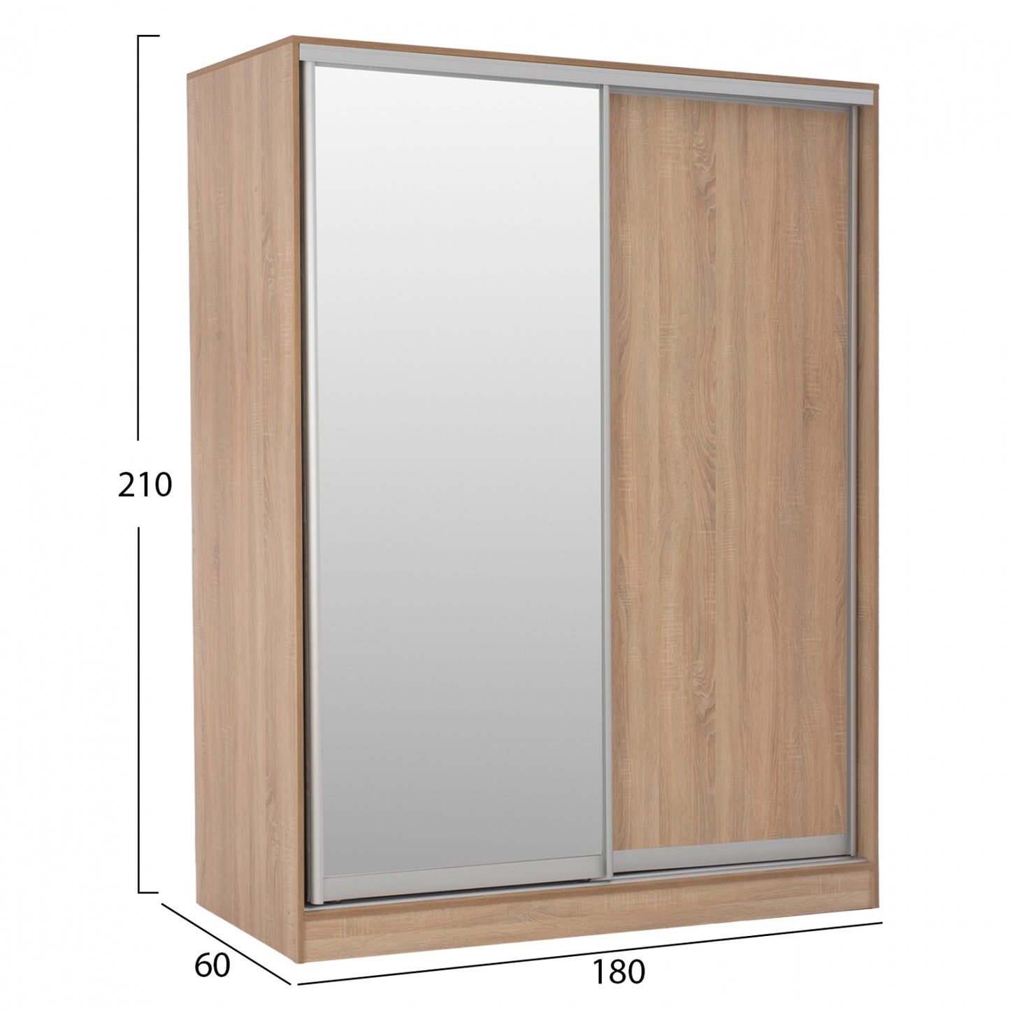 ΝΤΟΥΛΑΠΑ 2ΦΥΛΛΗ ΣΥΡΟΜΕΝΗ ΜΕ ΚΑΘΡΕΠΤΗ SONAMA OAK 180x60x210