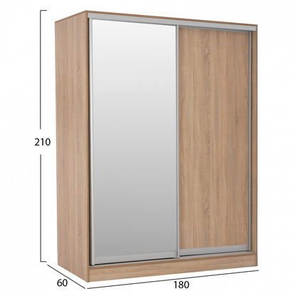 ΝΤΟΥΛΑΠΑ 2ΦΥΛΛΗ ΣΥΡΟΜΕΝΗ ΜΕ ΚΑΘΡΕΠΤΗ SONAMA OAK 180x60x210