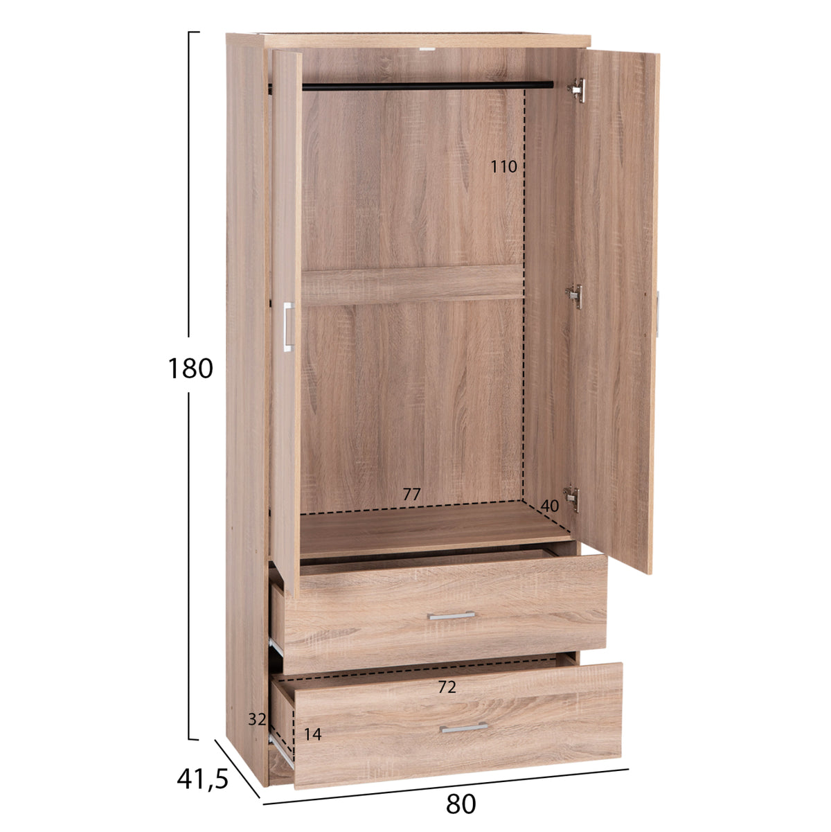 ΝΤΟΥΛΑΠΑ 2ΦΥΛΛΗ ME 2 ΣΥΡΤΑΡΙΑ REINA SONAMA 80x41.5x180