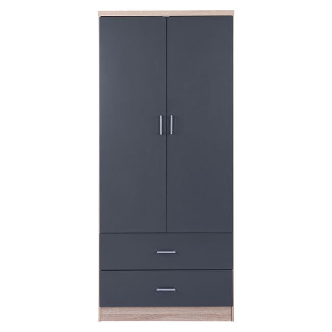 2-DOOR WARDROBE WITH 2 DRAWERS REINA SONOMA GREY 80x42x180