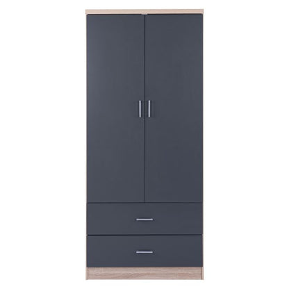 2-DOOR WARDROBE WITH 2 DRAWERS REINA SONOMA GREY 80x42x180