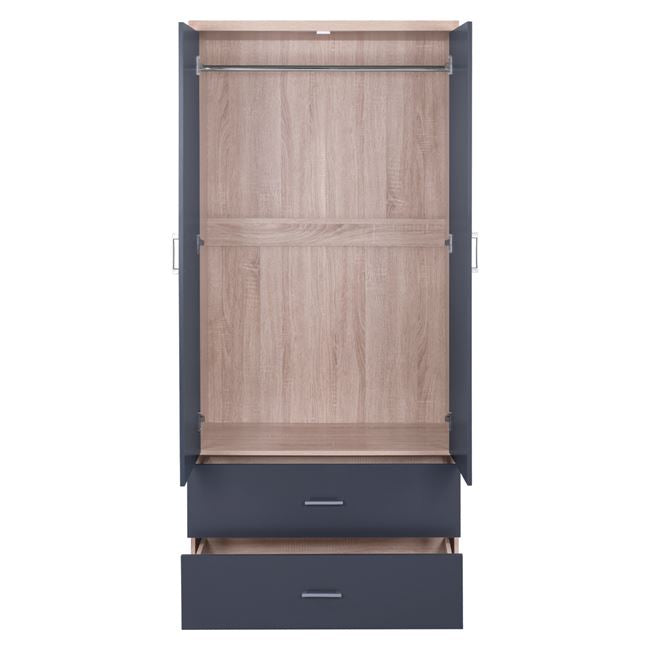 2-DOOR WARDROBE WITH 2 DRAWERS REINA SONOMA GREY 80x42x180