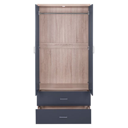 2-DOOR WARDROBE WITH 2 DRAWERS REINA SONOMA GREY 80x42x180