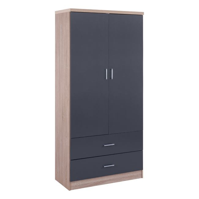 2-DOOR WARDROBE WITH 2 DRAWERS REINA SONOMA GREY 80x42x180