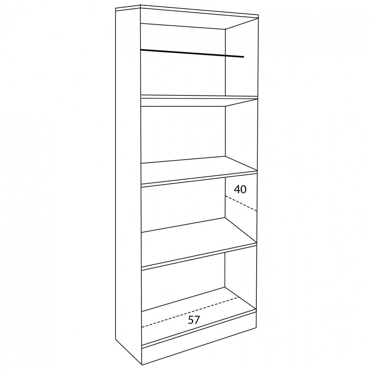2-DOOR WARDROBE BAILEY WITH THREE SHELVES ZEBRANO 60x42x180