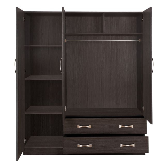 3-DOOR WARDROBE CARLY WITH TWO DRAWERS ZEBRANO 150x55x180