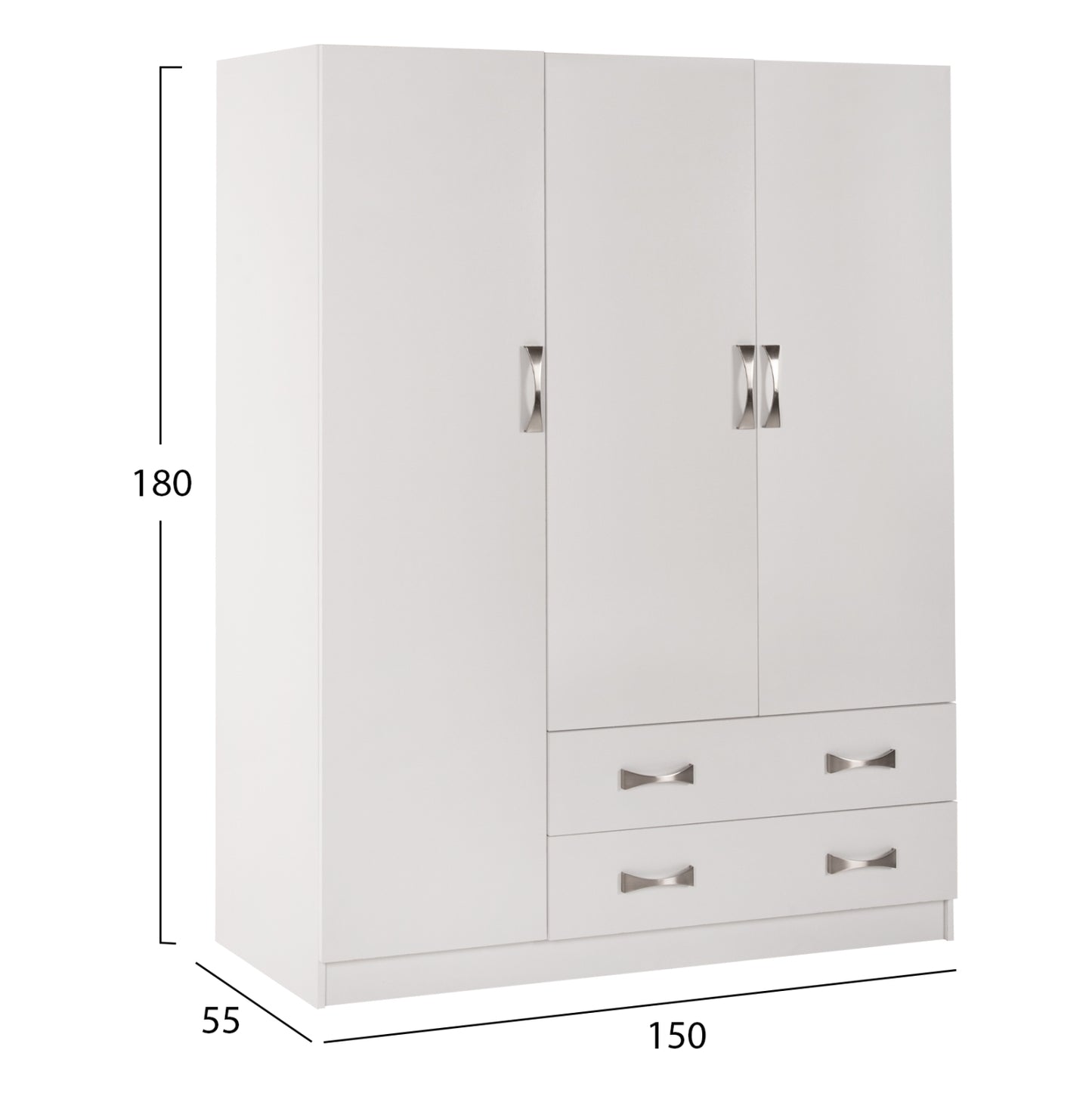 ΝΤΟΥΛΑΠΑ 3ΦΥΛΛΗ CARLY ΜΕ ΔΥΟ ΣΥΡΤΑΡΙΑ ΛΕΥΚΗ 150x55x180