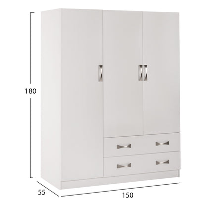 ΝΤΟΥΛΑΠΑ 3ΦΥΛΛΗ CARLY ΜΕ ΔΥΟ ΣΥΡΤΑΡΙΑ ΛΕΥΚΗ 150x55x180