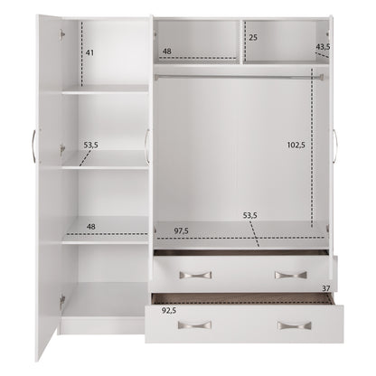 ΝΤΟΥΛΑΠΑ 3ΦΥΛΛΗ CARLY ΜΕ ΔΥΟ ΣΥΡΤΑΡΙΑ ΛΕΥΚΗ 150x55x180