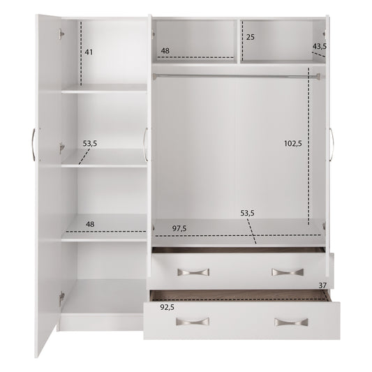 ΝΤΟΥΛΑΠΑ 3ΦΥΛΛΗ CARLY ΜΕ ΔΥΟ ΣΥΡΤΑΡΙΑ ΛΕΥΚΗ 150x55x180