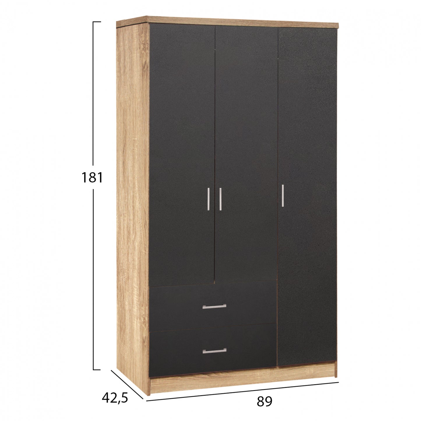 ΝΤΟΥΛΑΠΑ 3ΦΥΛΛΗ ME 2 ΣΥΡΤΑΡΙΑ CAESAR SONAMA ΜΕ ΓΚΡΙ 89x42,5x181