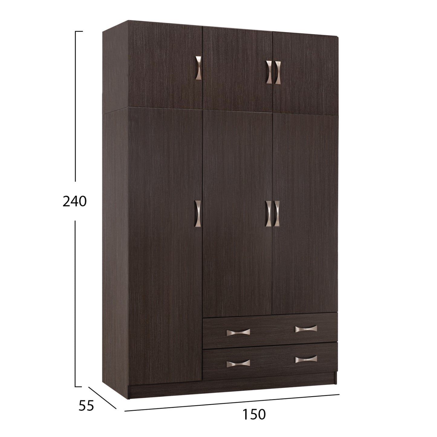 ΝΤΟΥΛΑΠΑ 3ΦΥΛΛΗ ΜΕ ΠΑΤΑΡΙ CARLY ΜΕΛΑΜΙΝΗ ΣΕ ZEBRANO 150x55x240