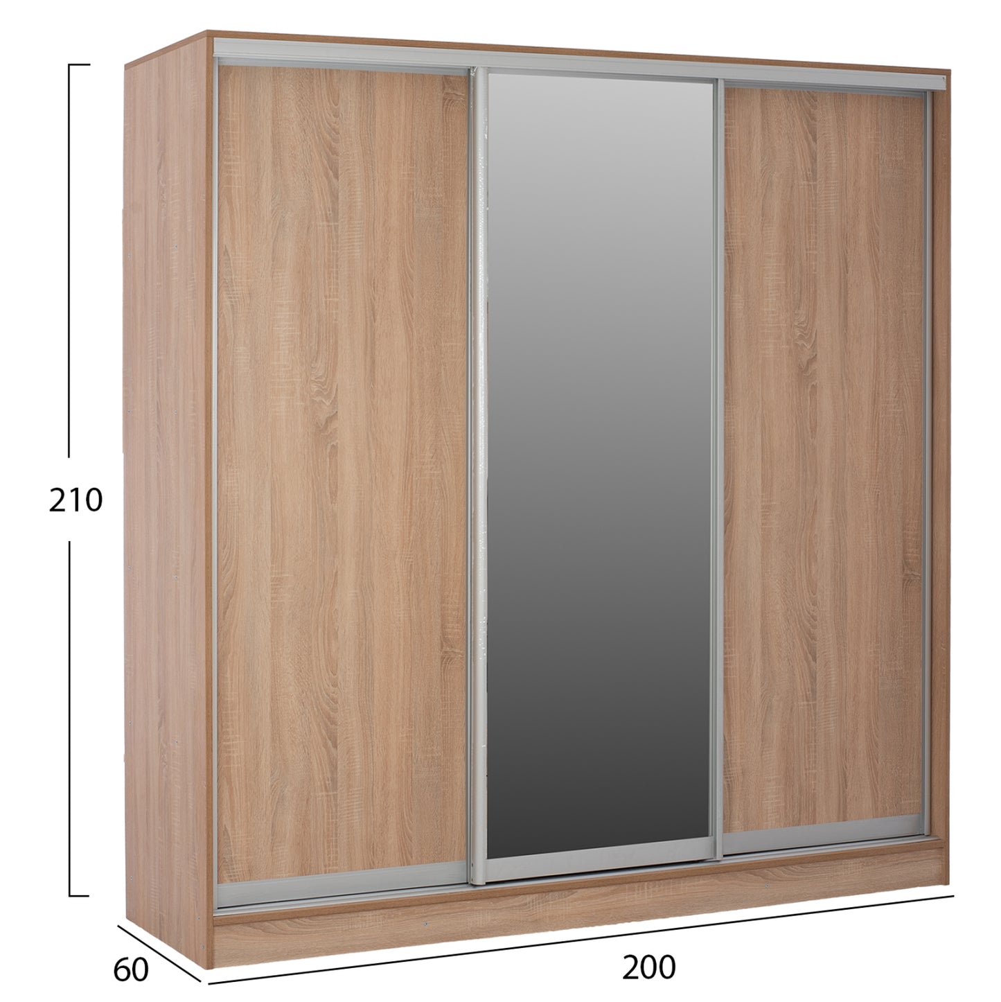 ΝΤΟΥΛΑΠΑ 3ΦΥΛΛΗ ΣΥΡΟΜΕΝΗ ΜΕ ΚΑΘΡΕΠΤΗ SONAMA OAK 200x60x210
