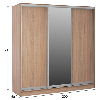 ΝΤΟΥΛΑΠΑ 3ΦΥΛΛΗ ΣΥΡΟΜΕΝΗ ΜΕ ΚΑΘΡΕΠΤΗ SONAMA OAK 200x60x210