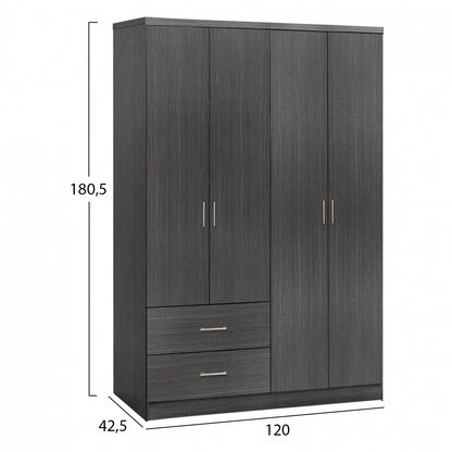 4-DOOR WARDROBE BLAKELY ME WITH 2 DRAWERS ZEBRANO 120x42.5x180.5