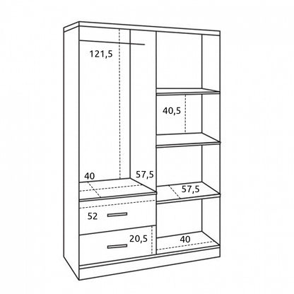 4-DOOR WARDROBE BLAKELY ME WITH 2 DRAWERS ZEBRANO 120x42.5x180.5