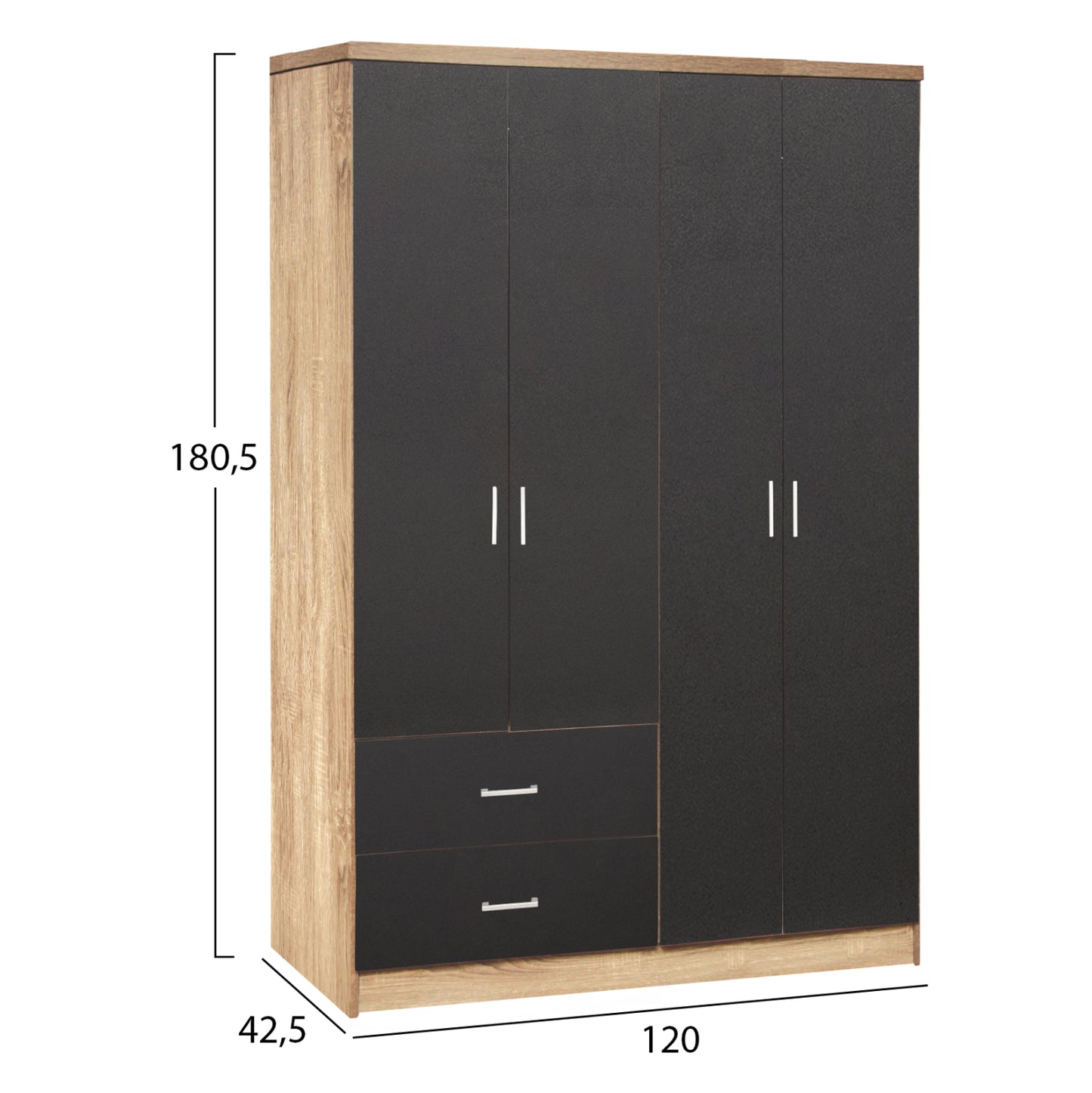ΝΤΟΥΛΑΠΑ 4ΦΥΛΛΗ BRIANA ME 2 ΣΥΡΤΑΡΙΑ SONAMA ΓΚΡΙ 120x42,5x180,5